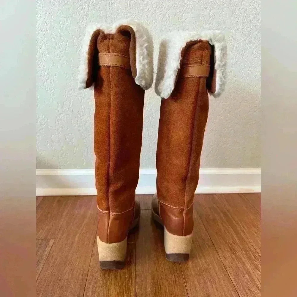 SOLD⚫️Vintage Rosita Shearling Suede Leather High Wedge Boots Women’s Size 6.5 M - Picture 5 of 11